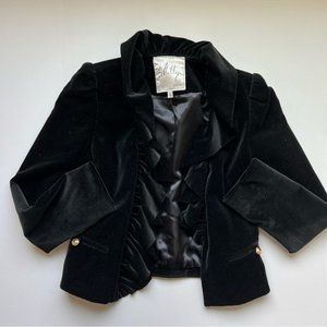 Milly of New York Vintage Black Velour Jacket Size 4